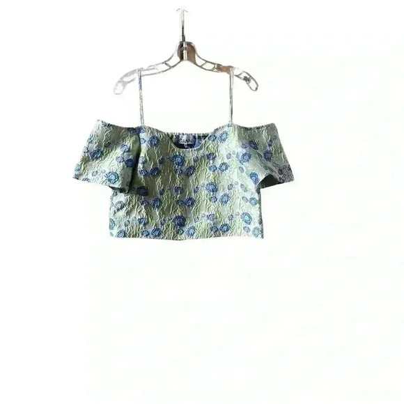 New Ganni Floral jacquard off shoulder blouse top size EU 38 US 6 - Picture 5 of 11